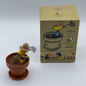 Hallmark Peanuts Gallery 2011 Woodstock Figurine Planter w/ Box “Faith” Quote
